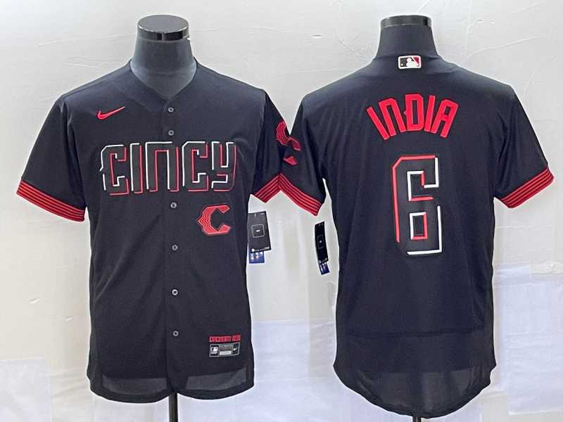Men%27s Cincinnati Reds #6 Jonathan India Black 2023 City Connect Flex Base Stitched Jerseys->cincinnati reds->MLB Jersey